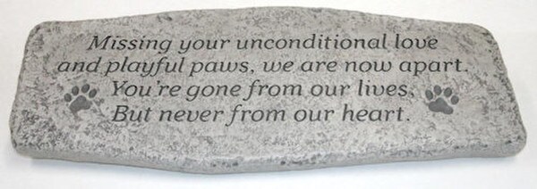 Pet Memorial Garden Cement Bench Paw prints engraved stone marker